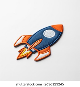 textile patch in the form of a rocket on a white background