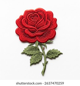 Textile patch in the form of a rose on a white background