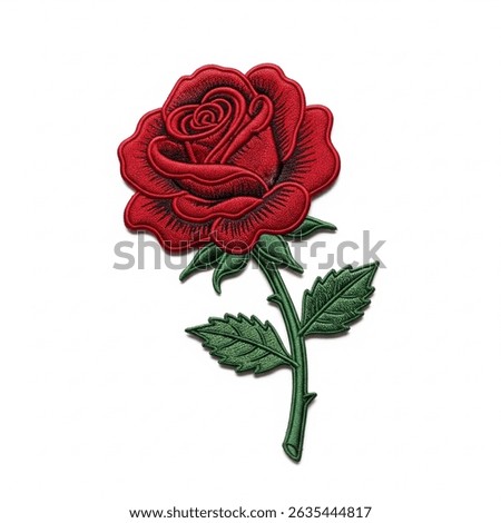 textile patch in the form of a rose on a white background