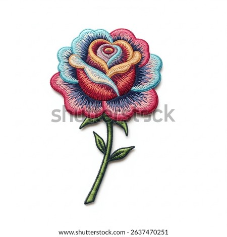 Textile patch in the form of a rose on a white background