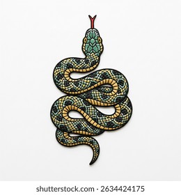 textile patch in the form of a snake on a white background