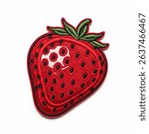 Textile patch in the form of a strawberry on a white background