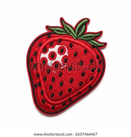 Textile patch in the form of a strawberry on a white background
