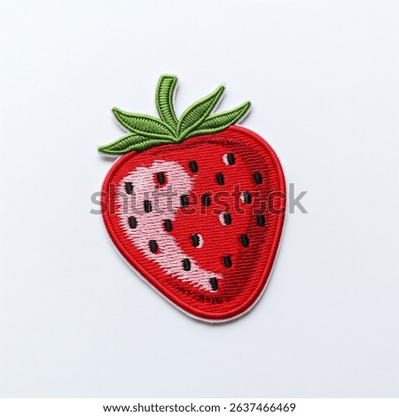 Textile patch in the form of a strawberry on a white background