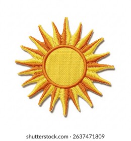 Textile patch in the form of a sun on a white background