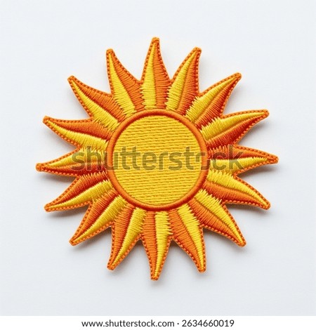 Textile patch in the form of a sun on a white background