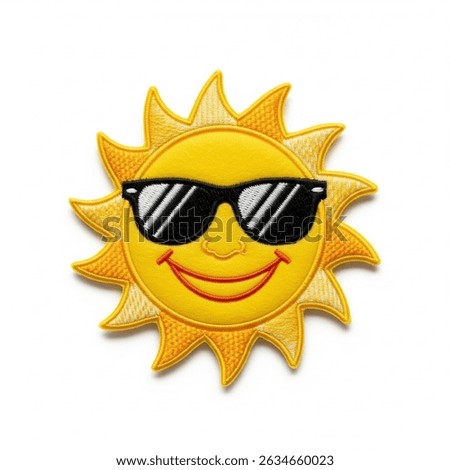 Textile patch in the form of a sun on a white background