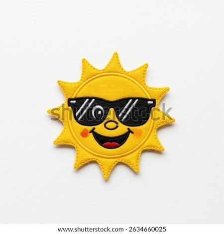 Textile patch in the form of a sun on a white background