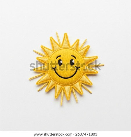 Textile patch in the form of a sun on a white background