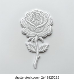 textile patch in the form of a white rose