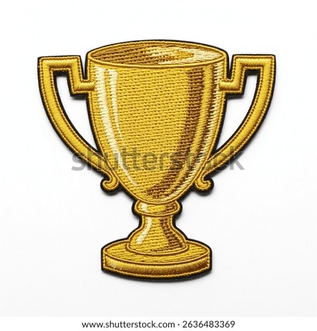 Textile patch in the form of a winner's cup on a white background