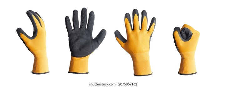 Textile work gloves with rubber isolated on white background. - Shutterstock ID 2075869162