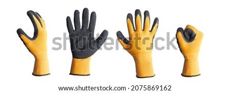 Textile work gloves with rubber isolated on white background.