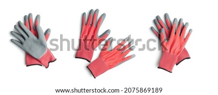 Textile work gloves with rubber isolated on white background.