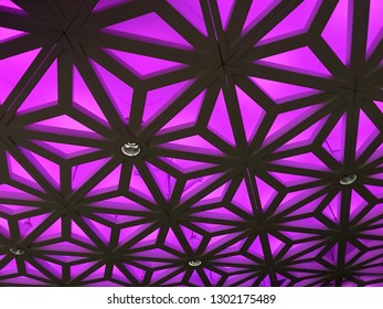 Textture background. Rooftop pattern background. Ceiling pattern background with pink color painting.