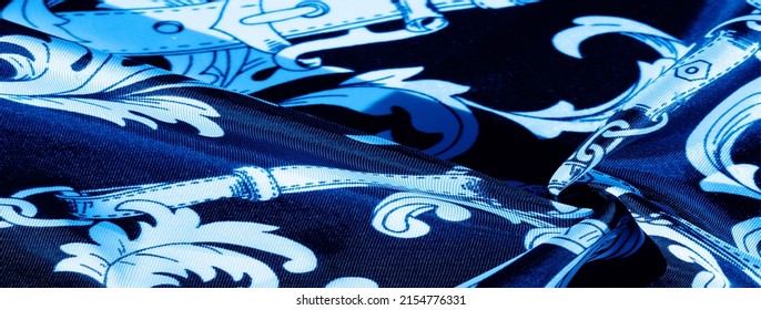 Texture, Background, Black Silk Fabric With A Monogram Pattern Exquisite Pattern Of Filigree Fabric Your Design Will Delight You For A Long Time