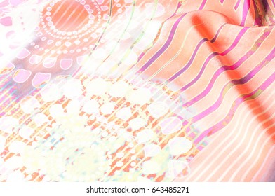 Texture background image, Silk fabric with abstract pattern. Colorful silk fabric close-up. Filtered toned image in instagram style. Photo of silk fabric. Textile design. Painting fabrics