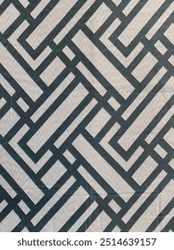 Texture. Background. Intertwined thick black lines cross each other on the gray background to form a network.