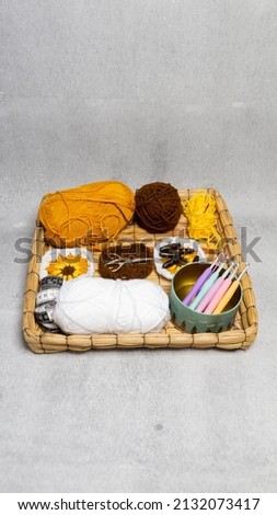 A texture background of a knitting toolset