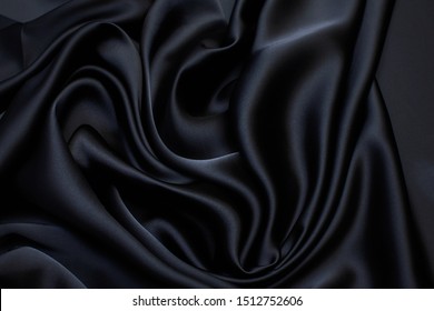 Texture, Background, Pattern. Black Rayon Fabric For Tailoring.