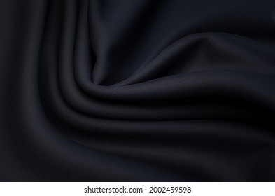 Texture, Background, Pattern. Black Rayon Fabric For Tailoring.