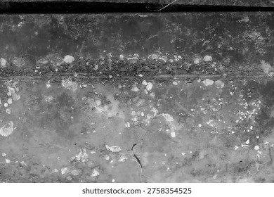 texture, background, pattern, A black and white close-up of a dirty, corroded metal surface with a horizontal weld seam and patches of flaking paint and rust.