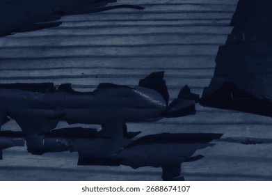 texture, background, pattern, A close-up, horizontal view of a dark blue, weathered wooden surface with large, jagged flakes of peeling paint.