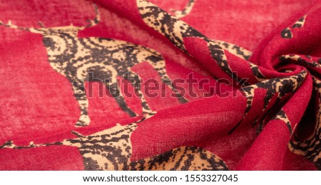 Texture, Background, Pattern, Decor, Art Nouveau, Textile, Art, Design, red cotton fabric with print of deer silhouettes, modern futuristic fine painting,