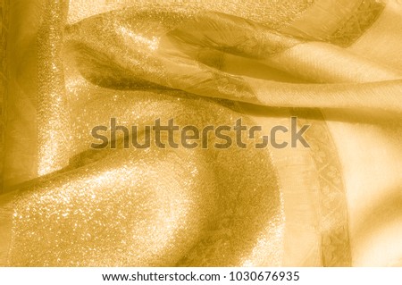 Texture, background, pattern. Fabric - silk light. Gold is yellow. Light Gold 100% Pure Silk Fabric Dupioni Decorative Raw Indian