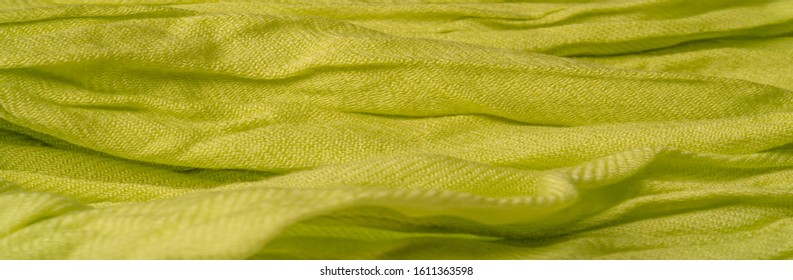 texture, background, pattern, postcard, silk fabric, light green color, aureolin, artificially wrinkled fabric, wrinkled texture, abstract illustration