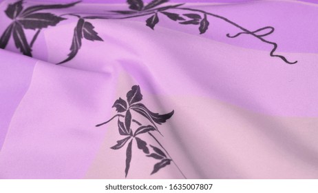 Texture, background, pattern, postcard, silk fabric, blue, lilac glaucous tones, black patterns with print, floral pattern, exquisite fabric will make your project the best