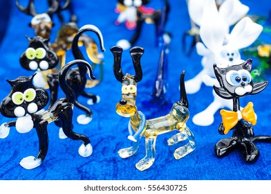 Texture, background, pattern. Toys made of glass