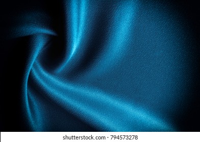 Texture, background. template. Silk fabric blue, Blue silk drapery and upholstery fabric from the courtyard - Dark curtains - Solid fabrics for backs and pillows