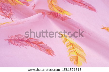 Texture background, women's shawl. Pure silk scarf - Hand-painted scarf with an exotic bird feather pattern with digital printing.