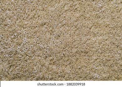 Texture Of Beige Frieze Carpet. Artificial Wool Material Carpeting.