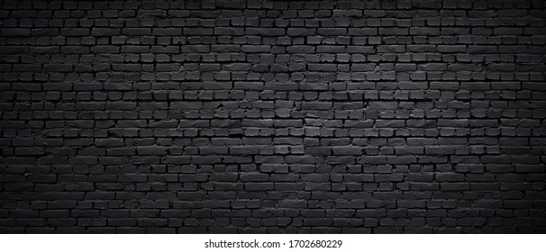 Texture Of A Black Painted Brick Wall As A Background Or Wallpaper