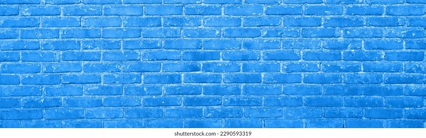 Texture of blue brick wall as background, banner design