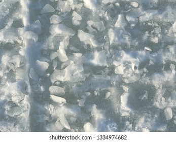 The Texture Of The Blue Ice Fragments. A Lot Of Ice Fragments Together.