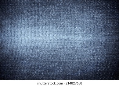 Texture of blue jeans textile close up. Blue color of denim texture with copy space for advertise or vintage background.