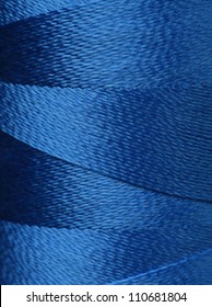 Texture Of Blue Thread In Spool