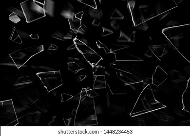 The Texture Of Breaking Glass On A Black Background