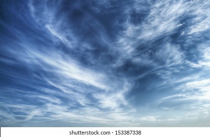 Texture Of Bright Blue Dramatic Cloudy Sky