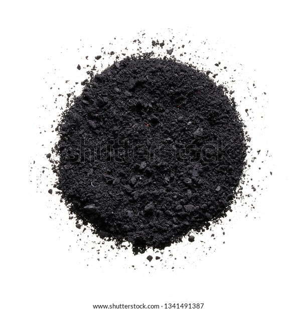 Texture of broken black eyeshadow or\
powder. Macro texture of broken black powder,\
background