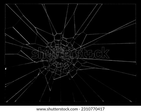 Texture of broken glass on black background