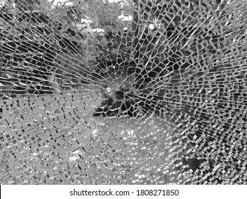 Texture Of Broken & Shattered Glass Of A Door Window