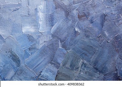 Texture Of Brushstrokes Of Blue Paint On A Canvas