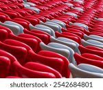 Texture Close-up of seats at the empty National Stadium, PGE Narodowy, football stadium in the capital city. Europe. Warsaw, Poland.