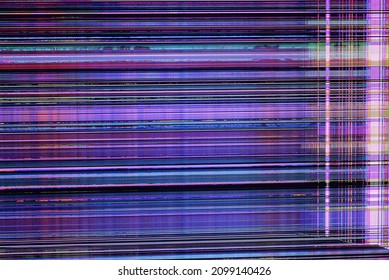 Texture Of Color Stripes And Distortion On The Broken Broken Screen Of An Old Monitor