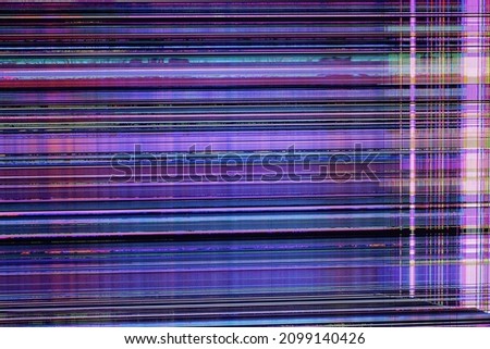 texture of color stripes and distortion on the broken broken screen of an old monitor
