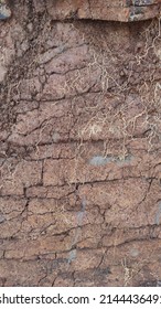 Texture Of Cracks In Soil Sediment On The Side Of A Hill Left Over From Dredging In The Cikancung Area, Indonesia